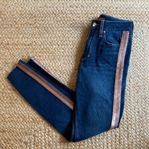 Joe’s Jeans Flawless Hi Rise Honey Glitter Tuxedo Stripe Jean Curvy Skinny Ankle